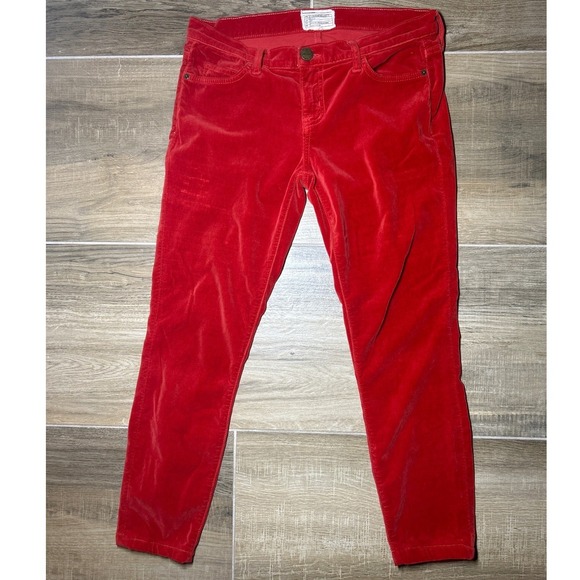 Current/Elliott "The Skinny" Scarlet Red Velveteen Pants Women's - Picture 5 of 9